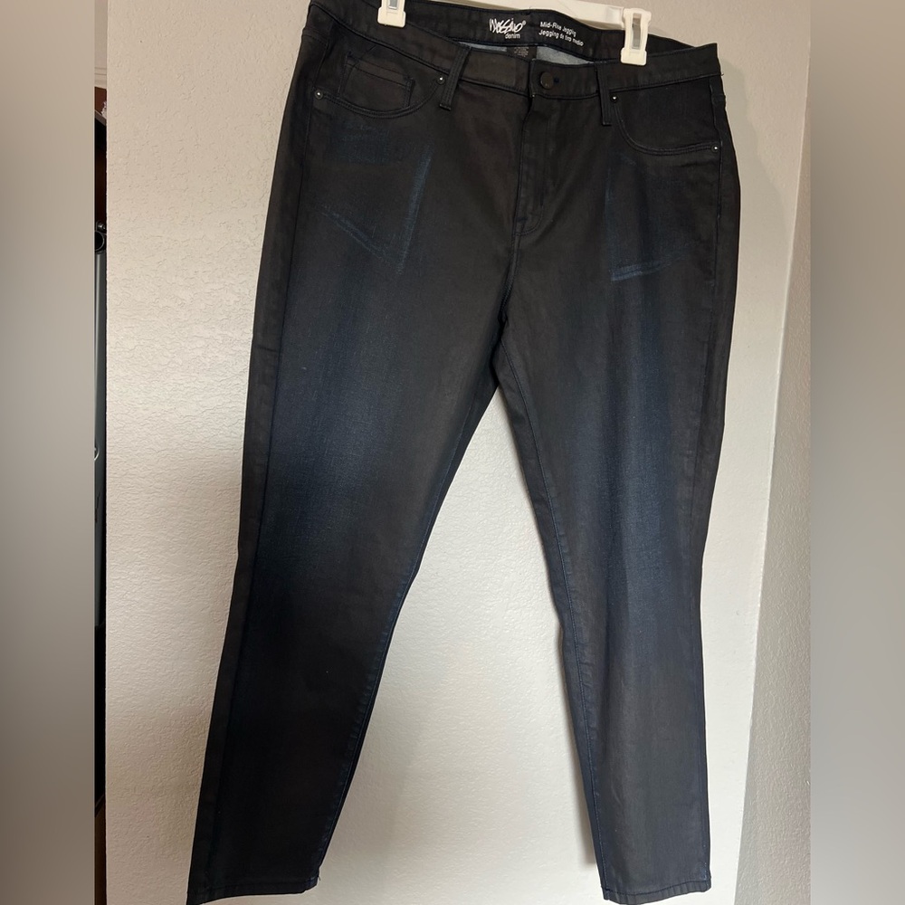 MOSSMO MID-RISE JEGGING POWER STRETCH DENIM LIKE INDIGO BLUE SIZE 16